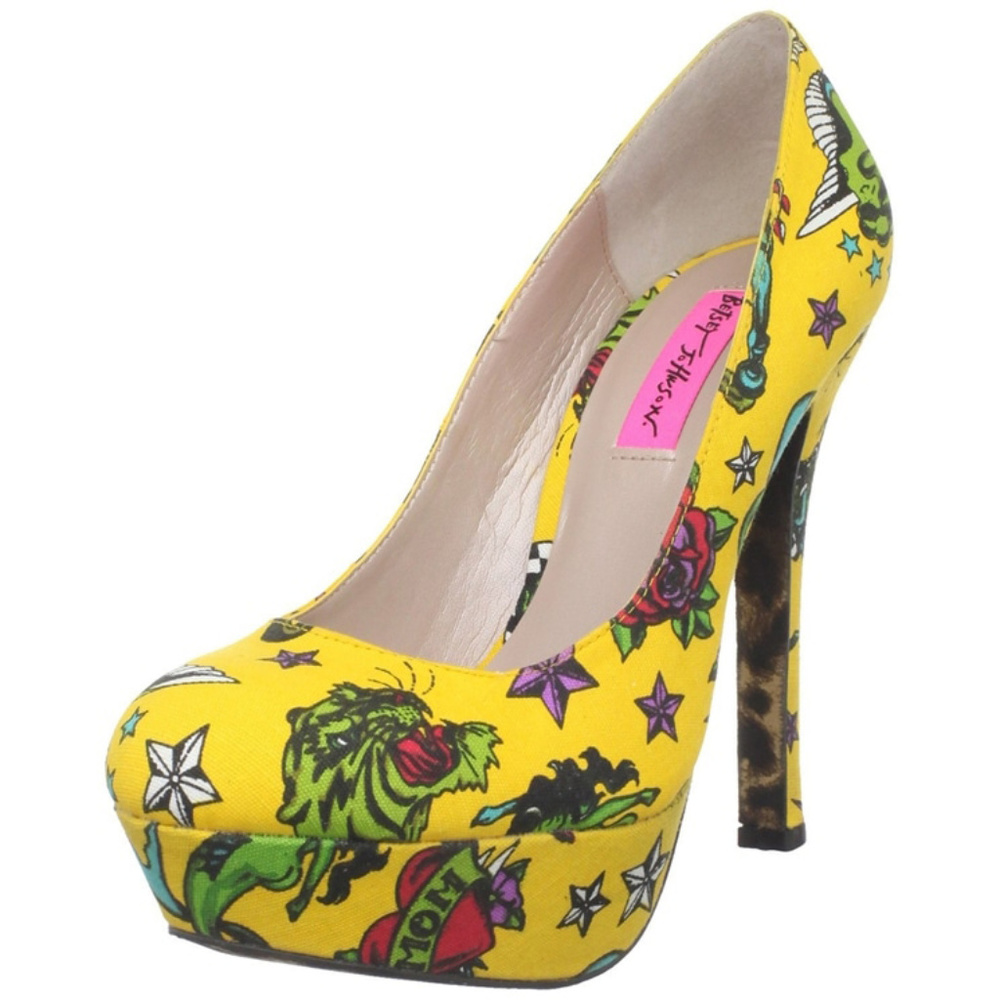 Betsey Johnson Diskko Tattoo Platform Pumps
